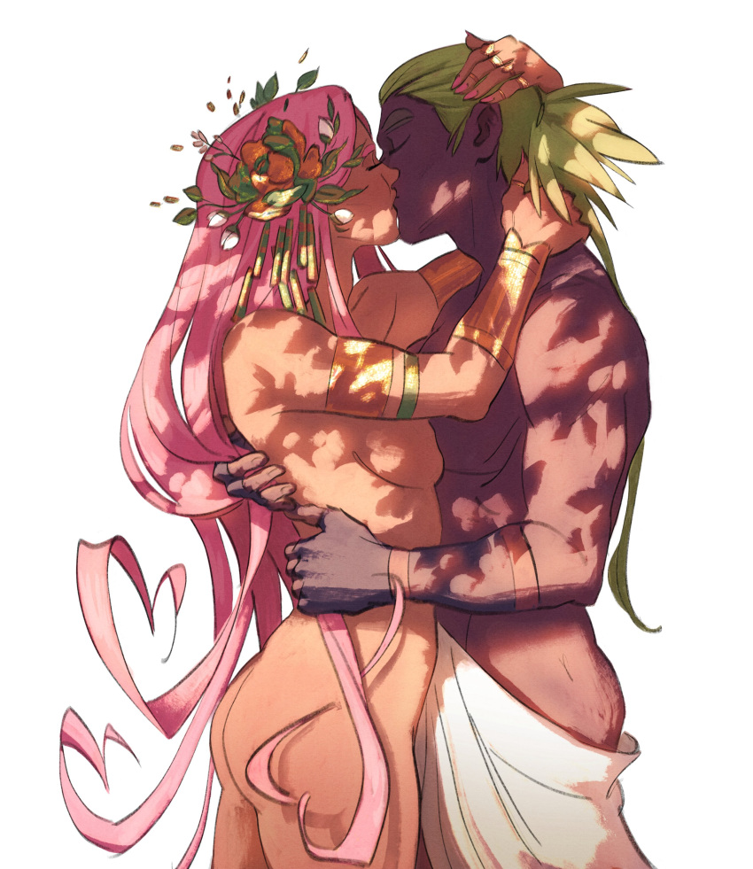 1boy 1girls adonis_belt aphrodite_(hades) dianaii divine_slut goddess hades_(game) kissing nude pink_hair romantic romantic_couple very_long_hair