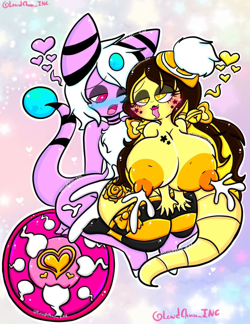 ampharos anthro arbok big_breasts blush bodily_fluids breast_milking breasts brown_hair clothing cum cum_inside duo ejaculation female generation_1_pokemon generation_2_pokemon genital_fluids hair heart hi_res impregnation lactating legwear lemon_(lewdchuu) lewdchuu_(artist) male male/female nintendo ovum ovum_with_heart pink_eyes pokemon pokemon_(species) purple_hair shiny_pokemon sperm_cell star stockings white_hair yellow_body yellow_eyes