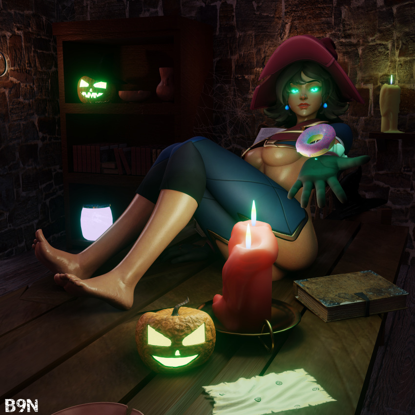 1girls 3d b9n barefoot feet halloween human kiriko_(overwatch) kiriko_kamori overwatch overwatch_2 pale_skin witch witch_kiriko