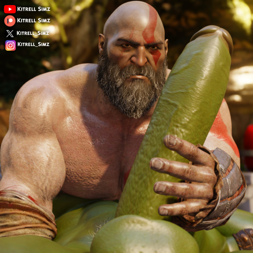 3d_(artwork) big_penis blender blender_(software) gay gay_blowjob gay_male gay_sex god_of_war kitrell_simz kratos male_only nude orc orc_male