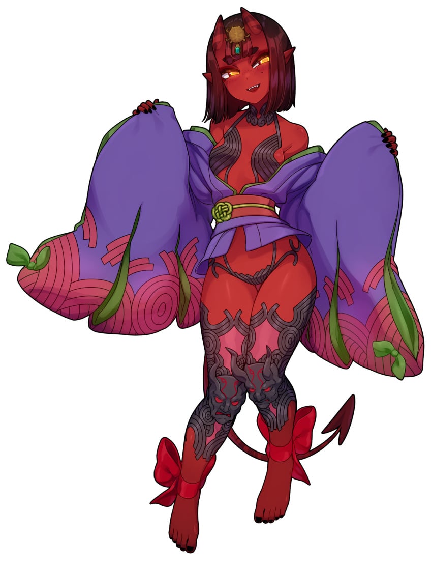 cosplay female fully_clothed halloween halloween_costume meru_(merunyaa) meruccubus_(merunyaa) merunyaa original original_character shuten_douji_(fate)_(cosplay) succubus transparent_background