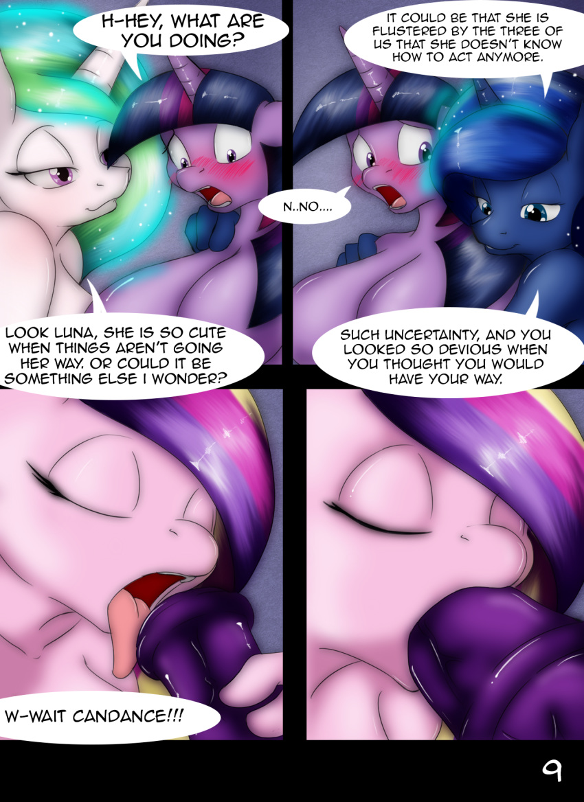 2015 alicorn animal_genitalia anthro anthrofied big_breasts blue_eyes blush breasts closed_eyes comic dialogue english_text equine fellatio female friendship_is_magic furry futa_on_female futanari futatwi group half-closed_eyes horn horse horsecock huge_breasts intersex intersex/female mammal my_little_pony nude open_mouth oral penis pony princess_cadance_(mlp) princess_celestia_(mlp) princess_luna_(mlp) princess_twilight_sparkle_(mlp) purple_eyes sex suirano temptation_(suirano) text tongue tongue_out twidance twilestia twilight_sparkle_(mlp) twiluna wings