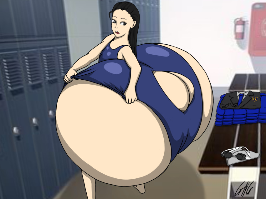 1girls ass_bigger_than_head ass_bigger_than_torso ass_body ass_window enormous_ass goodnotgreat growth_academy huge_ass hyper hyper_ass hyper_hips luckyjack020 massive_ass shiori_matsumoto swimsuit tagme wide_hips