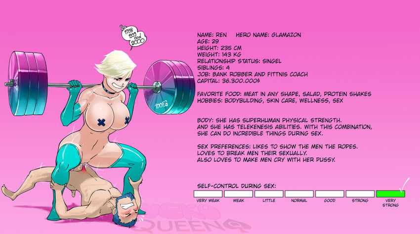 amazon amazon_position cbt character_sheet femdom glamazon koneko_queen legs male/female malesub ren villain weightlifting