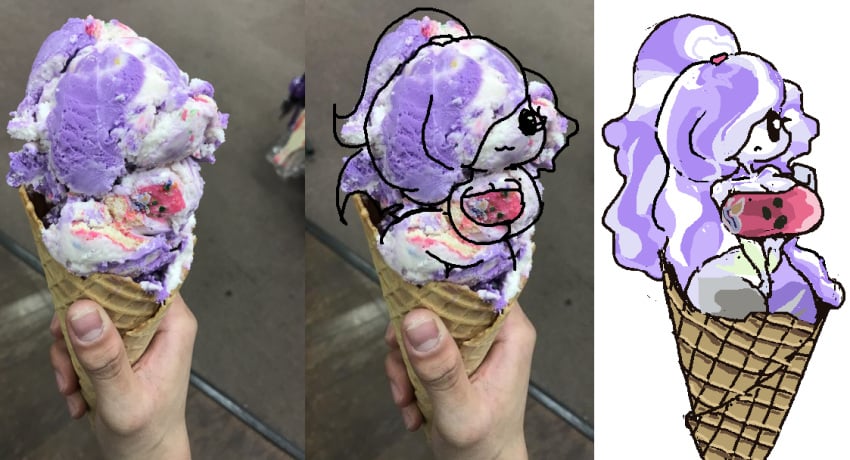 anthro big_breasts cute_face food_sexualization ice_cream ice_cream_cone ice_cream_girl object_sexualization the_absolute