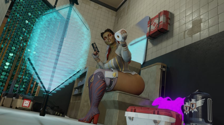 1girls 3d apex_legends artist_request ass bathroom big_ass dark-skinned_female dark_skin female huge_ass implied_scat latina loba_(apex_legends) on_toilet respawn_entertainment sitting solo thick_thighs toilet toilet_paper