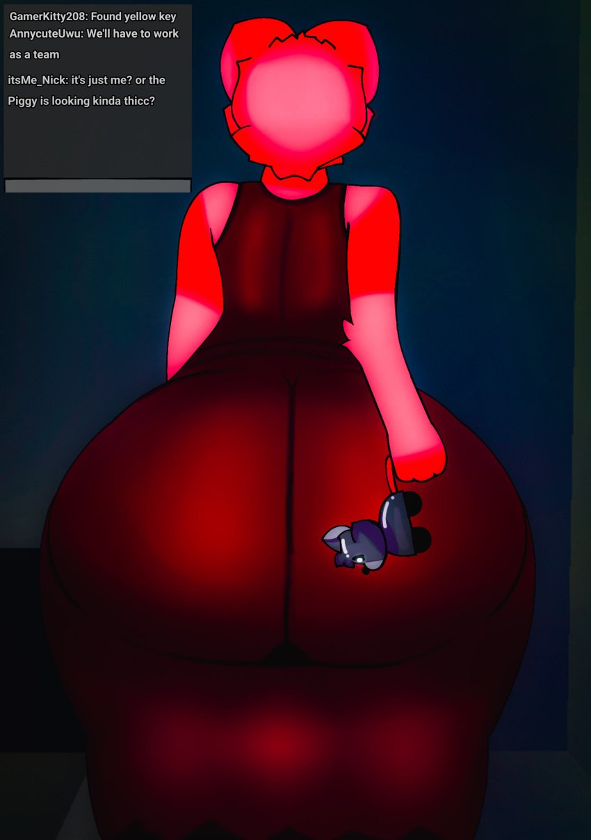 artist_request backview clothed holding holding_object penny_(piggy) piggy_(game) roblox roblox_game source_request tagme text