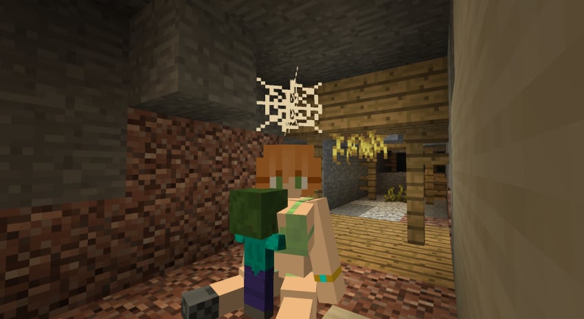 1boy 1girls 3d alex_(minecraft) between_breasts big_breasts bikini cave grabbing_breasts green_bikini happy_female happy_male horny_female human massive_breasts mine-imator minecraft monster smaller_male tagme taller_female taller_girl young zombie zombie_(minecraft)