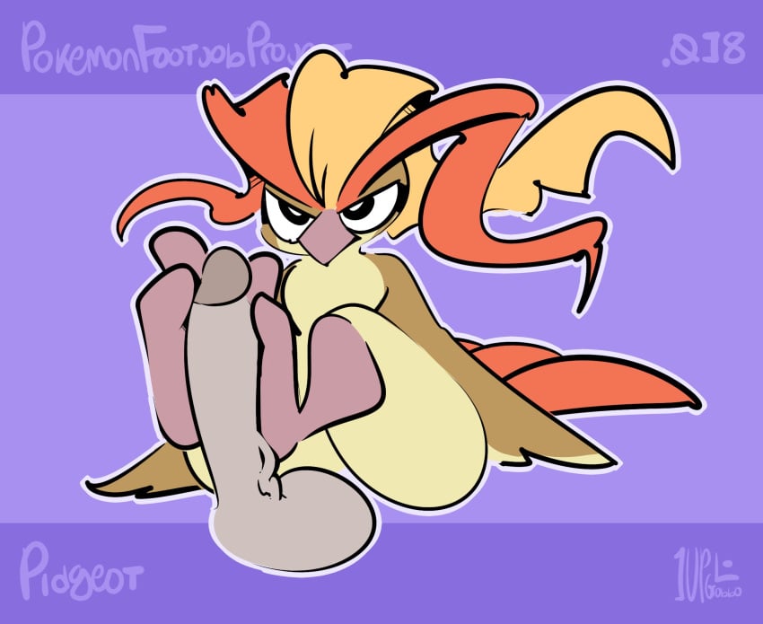 1-upclock 2023 2_toes ambiguous_gender angry angry_sex anthro beak big_penis brown_body brown_feathers disembodied_penis duo english_text erection feathers feet feet_on_penis foot_fetish foot_play footjob generation_1_pokemon genitals grey_penis hi_res humanoid_genitalia humanoid_penis looking_at_viewer male male/ambiguous multicolored_body multicolored_feathers nintendo number penis pidgeot pokemon pokemon_(species) purple_background sex simple_background sitting talons text thick_thighs toes two-footed_footjob two_tone_body two_tone_feathers vein veiny_penis watermark