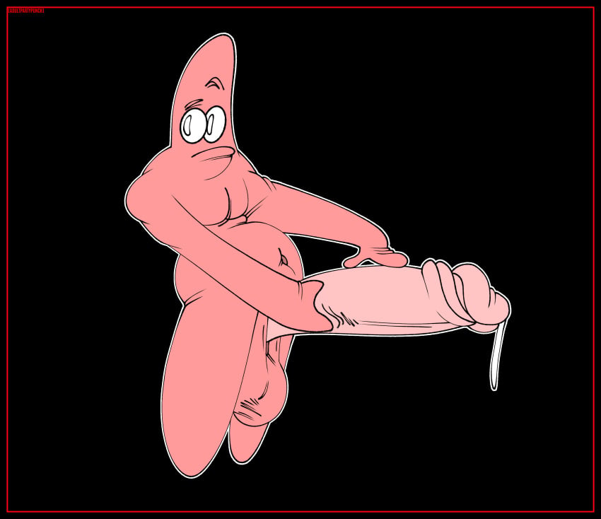 adultpartypunch holding_penis hyper hyper_balls hyper_genitalia hyper_penis looking_away looking_back male male_only masturbating masturbation patrick_star spongebob_squarepants starfish stealth_masturbation