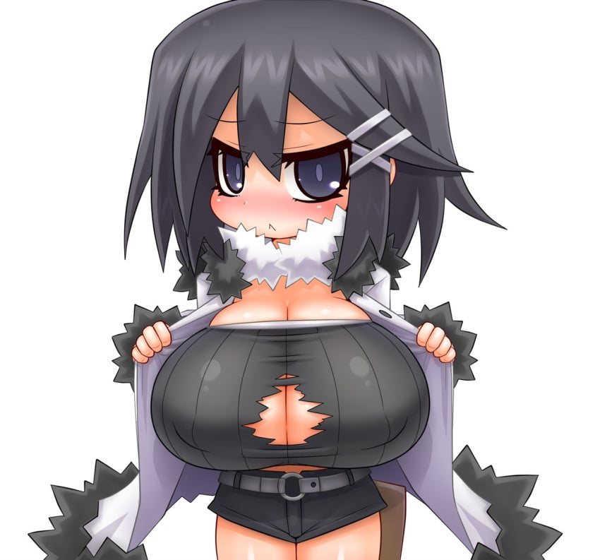 alexi_(tits!) arekishi asagi_asagiri big_breasts bimbo blush breasts disgaea gigantic_breasts huge_breasts kakuretenai large_breasts nippon_ichi_software short_stack shortstack torn_clothes