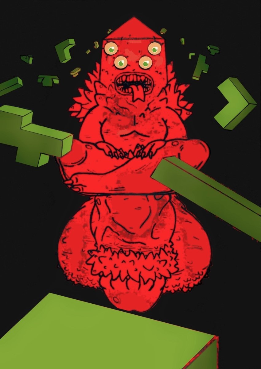 4_eyes adventure_time anthro balls big_balls big_penis black_background cartoon_network chaos circumcised cosmic_horror deity digital_media_(artwork) erection fangs floating genitals geometric_shapes gigaboy golb green_eyes hi_res huge_balls huge_cock humanoid_genitalia humanoid_penis hyper hyper_balls hyper_genitalia hyper_penis levitating looking_at_viewer male monster multi_eye not_furry nude penis red_body red_skin simple_background solo spikes spikes_(anatomy) teeth tongue unusual_anatomy unusual_genitalia vein veiny_penis what