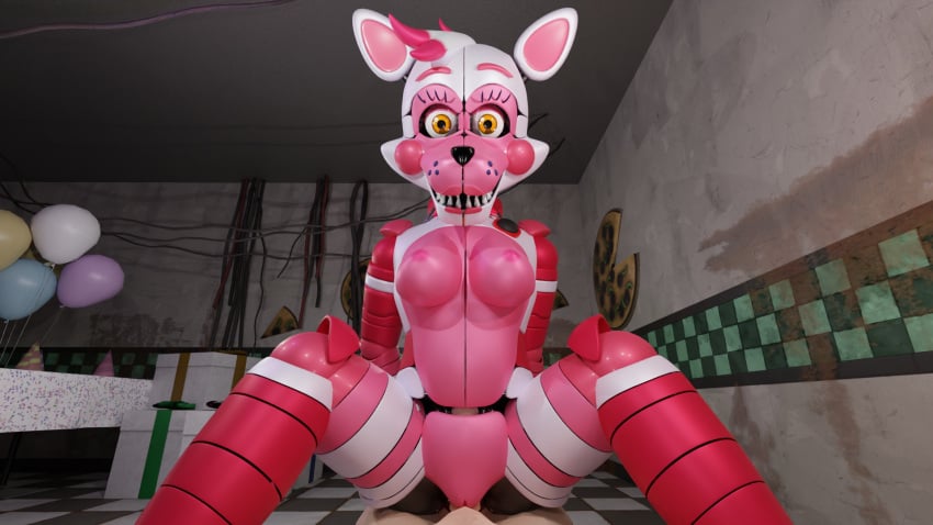 3d cornlover cowgirl_position female_focus five_nights_at_freddy's five_nights_at_freddy's:_sister_location fnaf funtime_foxy_(fnaf) funtime_foxy_(fnafsl) riding_penis