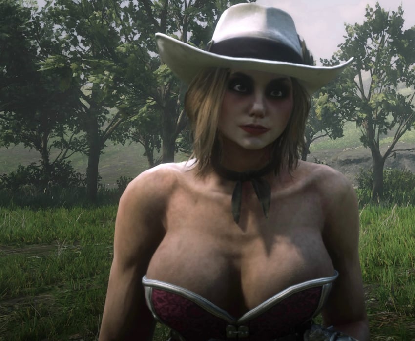 big_breasts blonde_female blonde_hair blonde_hair_female bustier corset cowgirl original_character original_characters outlaw red_dead_online red_dead_redemption_2 video_game video_game_character video_games wild_west