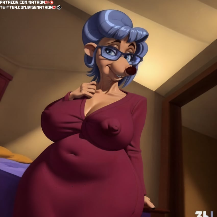 4k ai_generated anthro bbw breasts breasts breasts disney female gilf glasses granny grey_hair highres matronai_(artist) mature mature_female mature_woman mrs._snarly old older_female patreon patreon_username pinup rodent sagging_breasts shrew solo solo_female stable_diffusion talespin twitter_username wide_hips