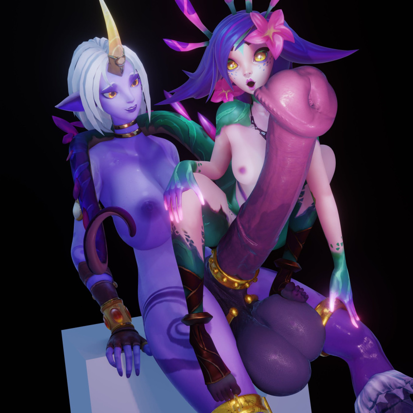 1futa 1girls 3d 3d_(artwork) 3sdice animal_genitalia animal_genitalia_on_humanoid animal_penis balls big_balls big_breasts big_penis breasts cock_ring cock_shock duo equine_genitalia equine_penis female flared_penis flower flower_in_hair futa_on_female futanari hi_res horn horse_penis horsecock horsecock_futa horsecock_futanari horsecock_on_humanoid huge_balls huge_breasts huge_cock huge_penis intersex jewelry league_of_legends neeko nude penis penis_awe petite purple_hair reptile reptile_humanoid scalie shocked soraka surprised tail uncensored white_hair yellow_eyes