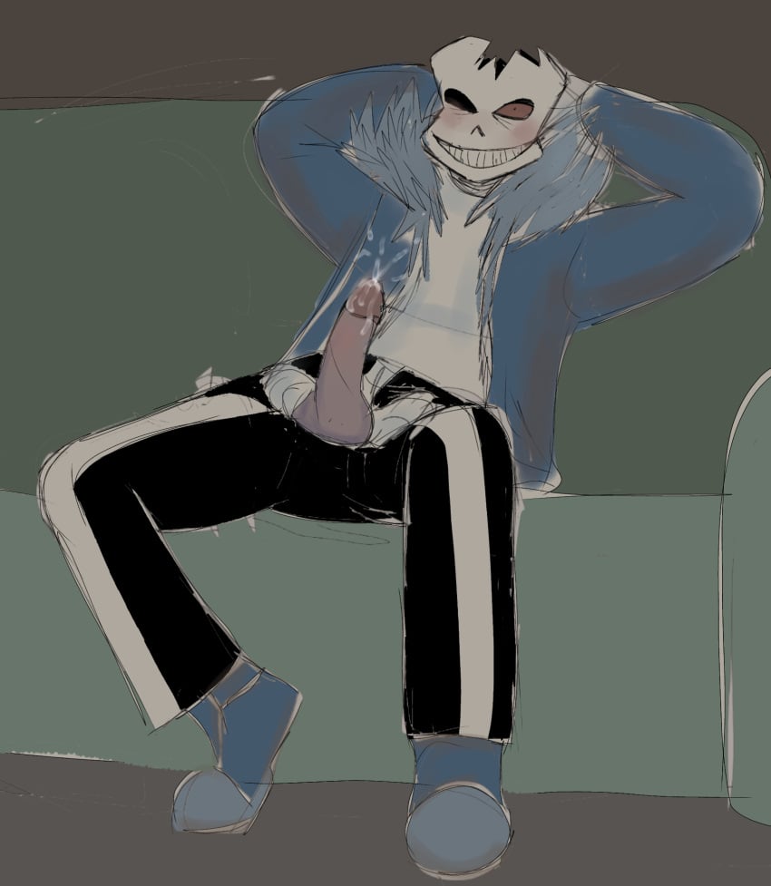 1boy 2d artist_request couch cum dick horror horror_sans horrorsans horrortale humanoid male male_only ride sans sans_au skeleton solo undertail undertale_(series) undertale_au