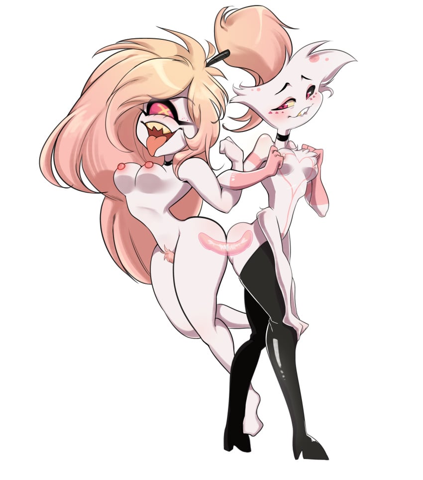 2d 4arms absurd_res anal anal_sex angel_dust angel_dust_(hazbin_hotel) anthro anthropod arachnid areola bite biting_lip biting_own_lip blush breasts cherri_bomb crowcello cyclops digital_media dildo double_dildo duo female female_penetrated femboy full_body grin hazbin_hotel looking_at_viewer male male/female masturbation medium_breasts multi_arm multi_limb nipples object_in_ass open_mouth spider standing teeth tongue tongue_out white_background