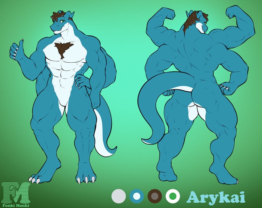 4_arms arykai_(arykai) big_ass blue_skin character_sheet fonkimonki furry gay hyper hyper_muscles lizard lizardman multi_arm multi_limb muscle muscles ref_sheet reference_image reference_sheet scalie