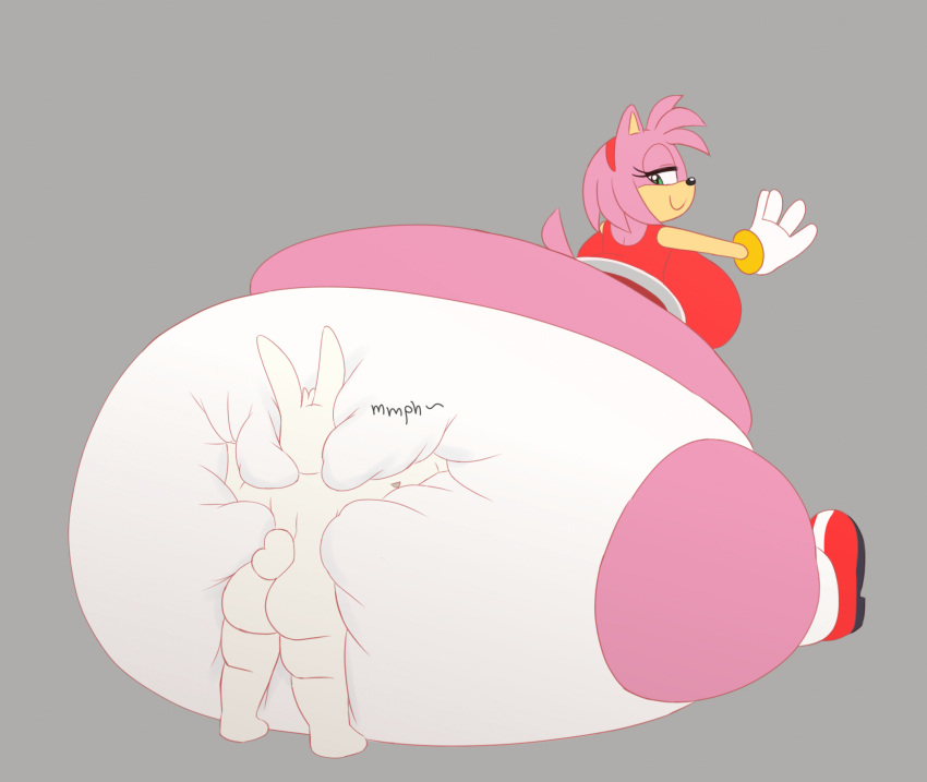 1boy 1girls amy_rose anthro ass beverage_(artist) bracelet breasts bunny female female_focus furry gloves green_eyes hairband hedgehog hedgehog_humanoid hips hugging hugging_ass hugging_from_behind hyper hyper_ass hyper_breasts lagomorph lagomorph_humanoid large_ass large_breasts larger_female looking_back looking_back_at_partner male monobutt nude nude_male overweight overweight_female panties pear-shaped_body pear-shaped_figure pear_shaped pear_shaped_female pink_fur pink_hair rabbit sega sitting sitting_down skirt smaller_male smothering_ass sonic_(series) sonic_the_hedgehog_(series) thick_thighs thighs underwear wardrobe_malfunction weight_gain white_fur wide_hips