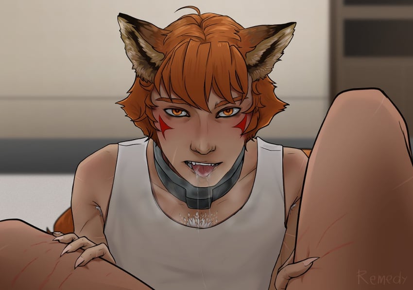 1boy boyfriend_to_death breath_cloud cunnilingus cunnilingus_pov eating_pussy eye_contact fox_ears fox_humanoid kemono kemonomimi looking_at_viewer oral_sex pov pov_oral pussy remedy_(artist) ren_hana scratch_marks scratches you_kill_me_every_time