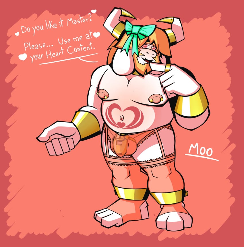 absurd_res animal_humanoid anthro asgore_(underfell) asgore_dreemurr big_breasts big_nipples blonde_hair blush boss_monster_(undertale) bovid breasts caprine chastity_cage chastity_device clothing collar digital_media_(artwork) fur furry gay genitals gold_(metal) gold_jewelry hair heart_eyes heart_symbol hi_res horn humanoid jewelry lingerie long_ears male male_lingerie male_only mammal mammal_humanoid mature_anthro mature_male mind_break mind_control navel nipple_piercing nipples nude piercing pubic_tattoo simple_background slave smile smiling_at_viewer solo torito_moo undertale undertale_(series) white_body white_fur yaoi