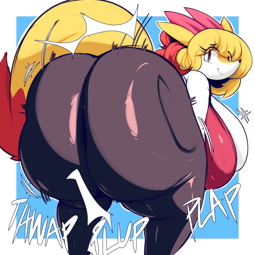 ass ass_clapping braixen bubble_butt female huge_ass huge_breasts pokemon pokemon_(species) solo trinity-fate62 twerking