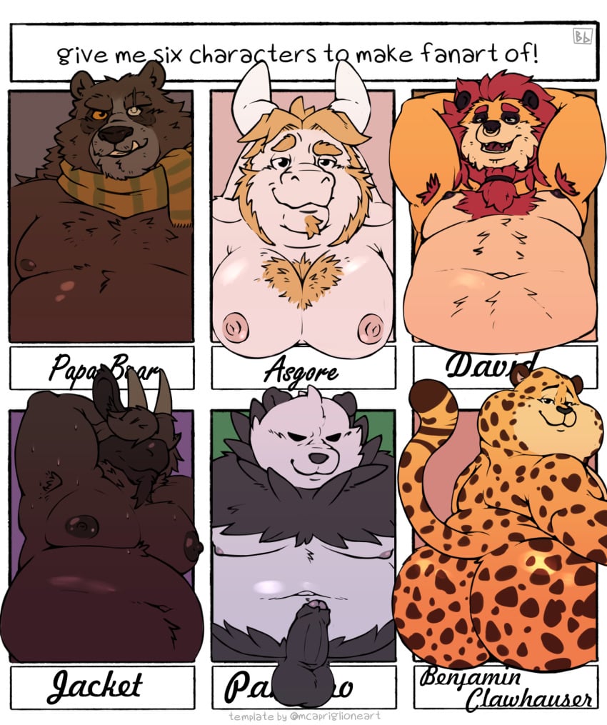 anthro armpit_fetish armpit_hair asgore_dreemurr ass bear belly benjamin_clawhauser big_belly big_butt black_nose blem-bop bodily_fluids body_hair boss_monster bovid brown_body caprine casual_exposure cheetah chest_hair closed_eyes clothed clothing crossover disney english_text felid feline fur generation_6_pokemon genitals giant_panda goat group hair hi_res horn huge_butt invalid_tag jaguar kemono lion male male_only mammal meme moobs mostly_nude muscular musk nintendo nipples obese obese_anthro overweight overweight_anthro overweight_male pangoro pantherine papa_bear_(puss_in_boots) penis pokemon pokemon_(species) puss_in_boots_(dreamworks) puss_in_boots_the_last_wish scarf simple_background smile sweat sweatdrop teeth text undertale undertale_(series) white_body yellow_body yellow_fur zootopia