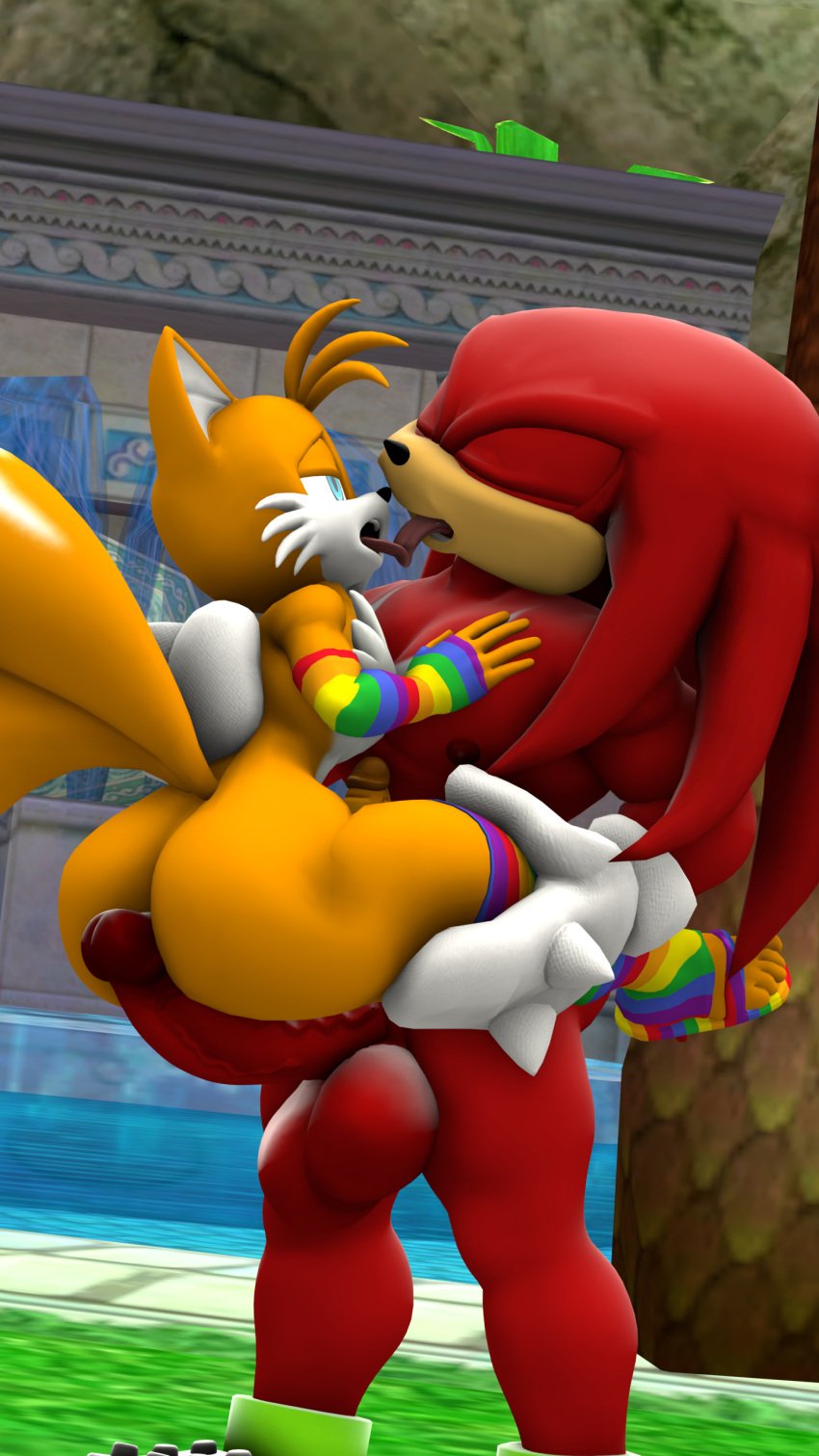 2boys 3d 3d_(artwork) anthro anthro_on_anthro ass balls big_ass big_balls big_butt big_penis cock_between_ass femboy gay gay_pride gay_pride_colors kissing knuckles_the_echidna loaq195 male male/male male_only mobian_(species) partially_clothed passionate_kiss penis sega sonic_(series) sonic_the_hedgehog_(series) stand_and_carry_position tails thick_thighs tongue tongue_kiss tongue_out yaoi