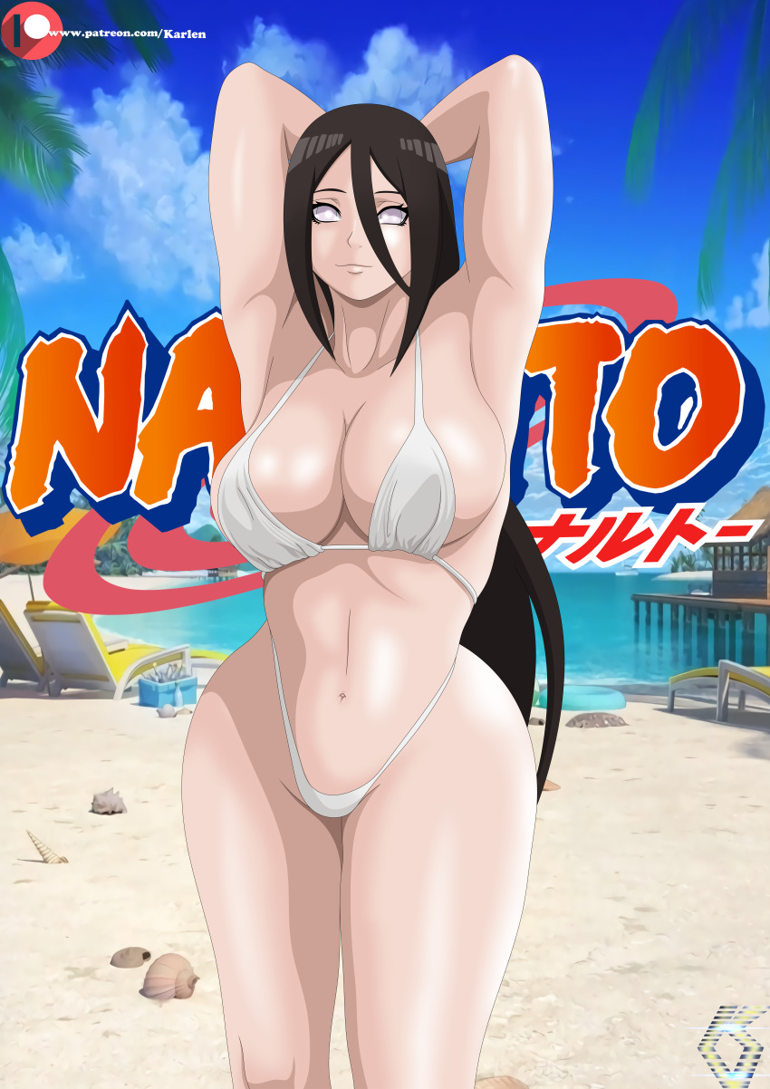 1girls absurd_res armpits arms_behind_head arms_up beach big_breasts bikini bikini_bottom bikini_top boruto:_naruto_next_generations breasts brown_hair child_bearing_hips cleavage copyright_name cowboy_shot facing_viewer front_view high_resolution highleg highleg_bikini highleg_bikini_bottom hourglass_figure hyuuga_hanabi karlen_vardanyan legs_together looking_at_viewer midriff naruto naruto_(series) outdoors patreon_username pinup revealing_swimsuit seaside skimpy skimpy_bikini smile solo swimsuit thighs url very_high_resolution very_long_hair violet_eyes voluptuous watermark web_address wide_hips