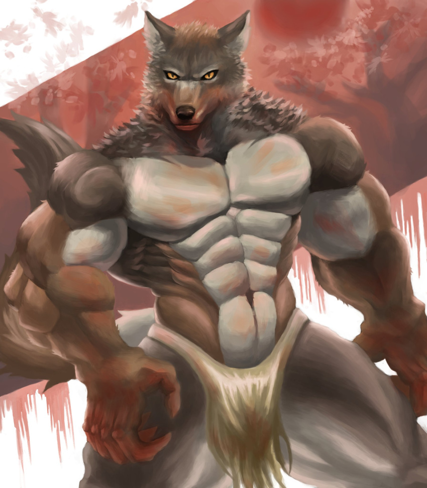 abs anthro_male ariswuffo blood canine claws male muscles muscular muscular_anthro muscular_male