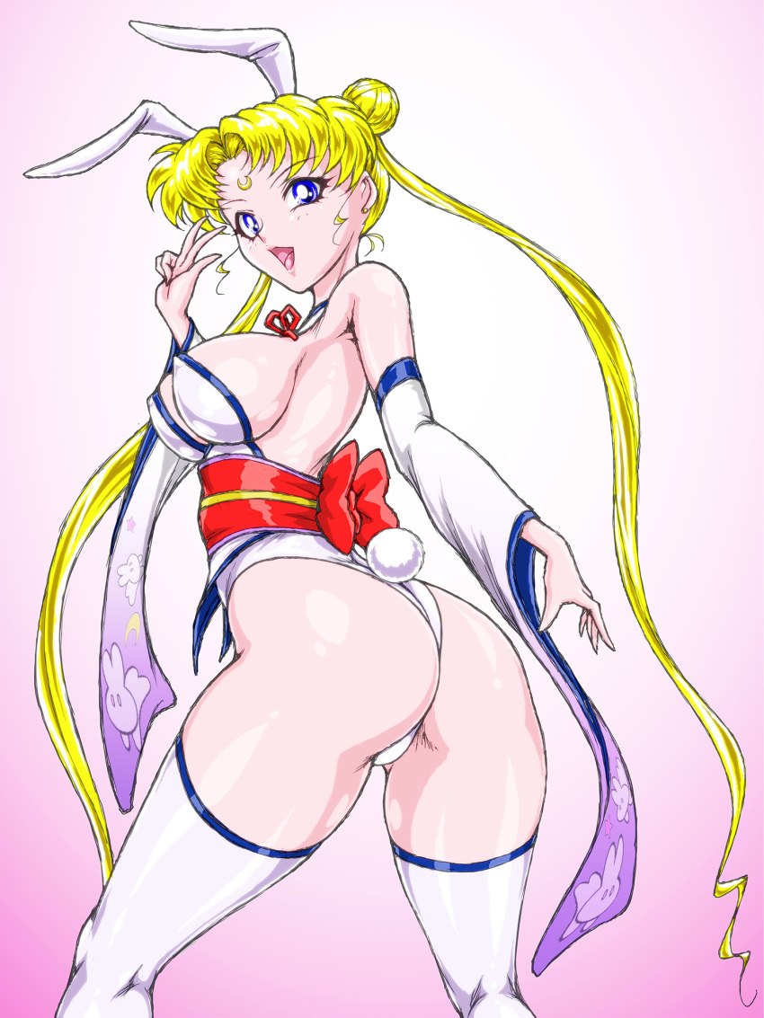 1girls bimbofication bishoujo_senshi_sailor_moon clothing female female_only high_heels huge_ass huge_breasts marubayashi_shumaru medium_breasts revealing_clothes sailor_moon solo solo_female stockings thick_thighs usagi_tsukino wide_hips