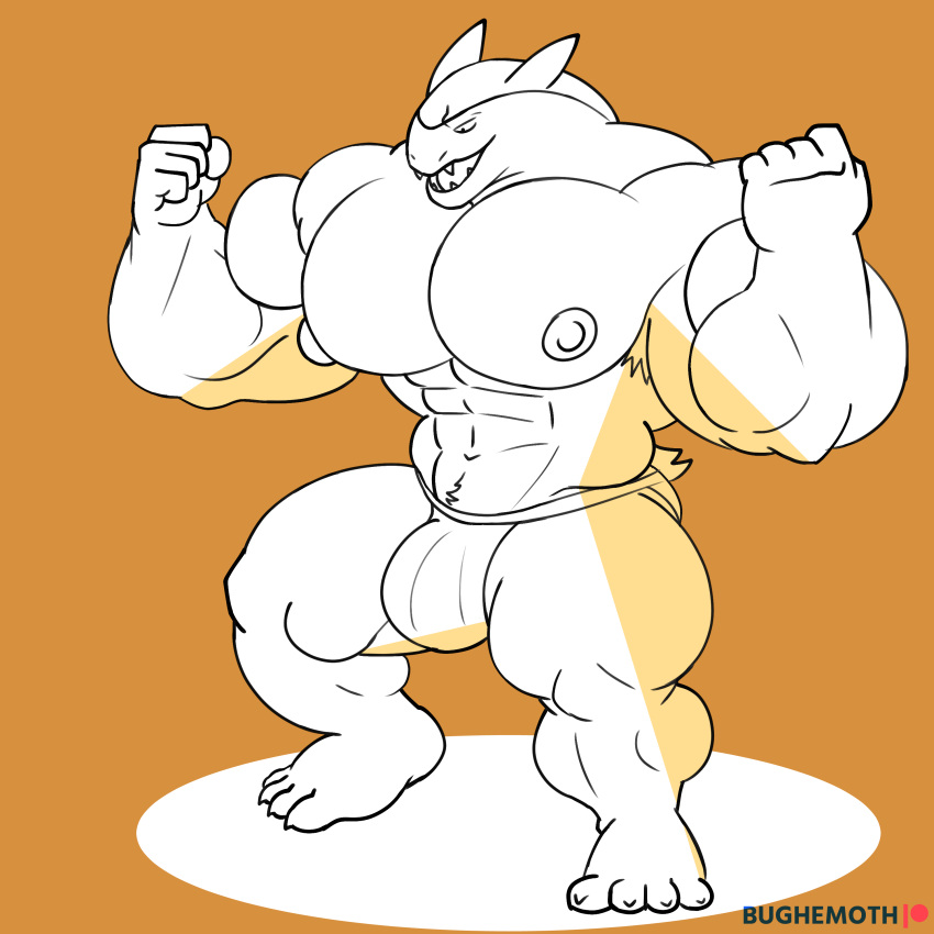 bodybuilder bughemoth bulge male male_only monochrome muscles muscular muscular_arms muscular_male nintendo pokemon pokemon_(species) typhlosion