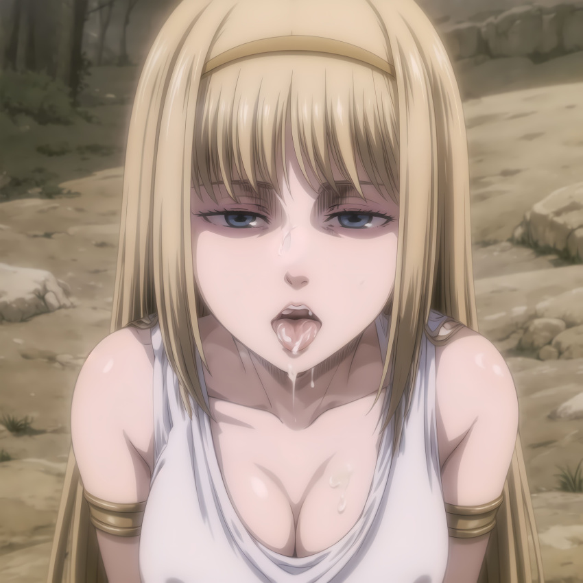 after_fellatio after_oral ai_generated alyxia ancient_greek_clothes attack_on_titan blonde_hair blue_eyes cum_in_mouth faceless_male greco-roman_clothes greek_clothes long_hair milf open_mouth oral oral_sex penis pov shingeki_no_kyojin tongue tongue_out ymir_fritz