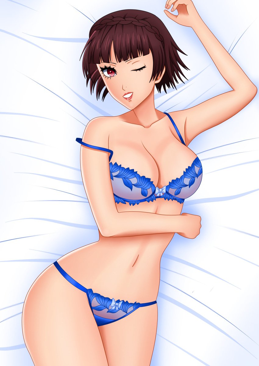 atlus breasts female female_only makoto_niijima persona persona_5 rrl0215 solo white_skin