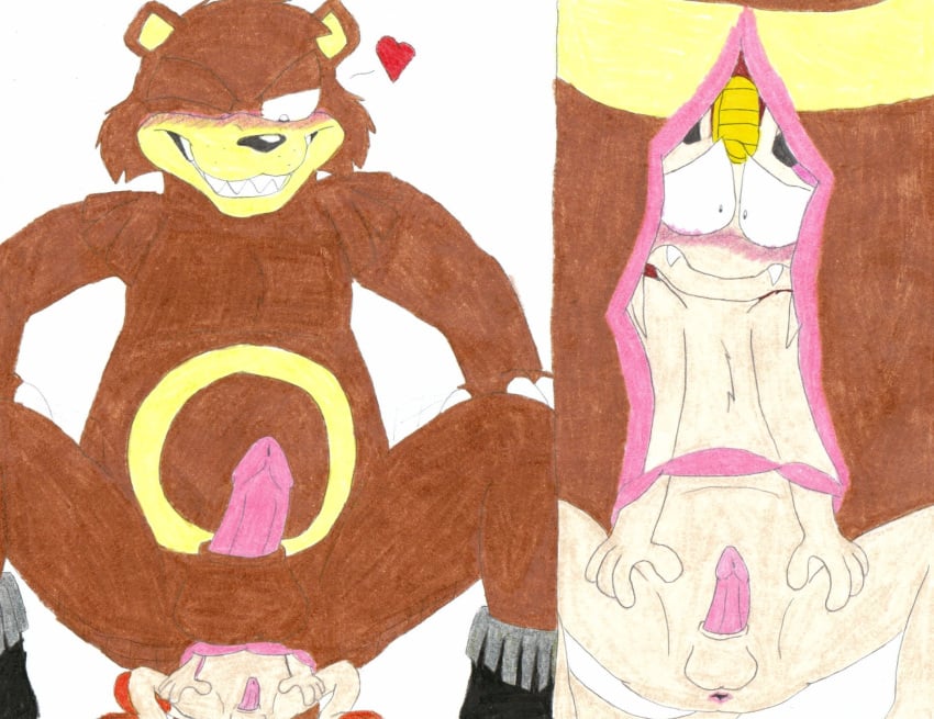 2023 anal anal_masturbation anal_penetration anal_sex anal_vore anthro anthro_focus anthrofied anus ass balls bear blush boots brown_body brown_fur clothing colored_pencil_(artwork) crouching cutaway duo duo_focus erection felid feline felis footwear fur generation_1_pokemon generation_2_pokemon genitals graphite_(artwork) group heart_wink hi_res humanoid_genitalia humanoid_penis inside_rectum internal larger_male living_buttplug living_dildo living_insertion living_insertion_play living_sex_toy looking_at_viewer looking_down male male/male male_focus male_penetrated male_penetrating male_penetrating_male mammal meowth motion_lines nintendo nude one_eye_closed pencil_(artwork) penetration penis pokemon pokemon_(species) pokemorph sex simple_background size_difference size_play smaller_male smile spread_legs spreading squat_position squatting_pose tan_body tan_fur teeth traditional_media_(artwork) ultimatepokemorphs ursaring ursine vore