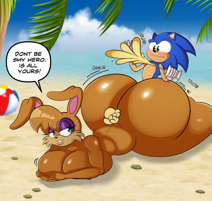 1boy 1girls 2023 animal_ears anthro applying_sunscreen archie_comics ass ass_bigger_than_breasts ass_bigger_than_head ass_focus bbw beach big_ass big_breasts big_butt big_thighs blue_body blue_fur blue_hair blue_skin blush breasts brown_nose bubble_ass bubble_butt bunnie_rabbot bunny bunny_ears bunny_girl bunny_tail busty commission couple couples dialogue eyelashes eyeshadow from_behind fur furry gloves green_eyes hedgehog huge_ass huge_breasts huge_butt jiggle jiggling_ass large_ass large_breasts large_butt looking_back looking_pleasured lying lying_down lying_on_back makeup male/female mammal mobian mrxrickyx naked narrowed_eyes nervous nervous_smile nude ocean rabbit rabbit_ears rabbit_girl rabbit_tail sand seductive seductive_look seductive_smile sega short_hair smile sonic_(series) sonic_satam sonic_the_hedgehog sonic_the_hedgehog_(archie) sonic_the_hedgehog_(comics) sonic_the_hedgehog_(series) spiky_hair sunscreen tail tan_body tan_fur tan_skin thick_ass thick_thighs thighs two_tone_body two_tone_fur vollyball