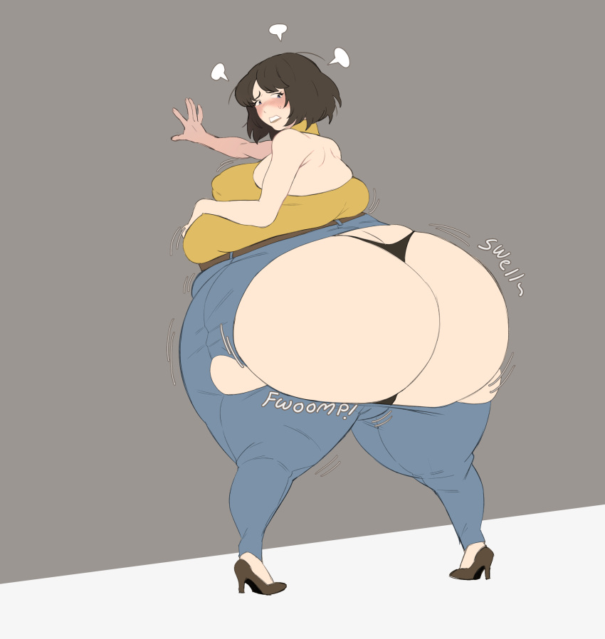 1girls 2022 absurd_res ass ass_cleavage ass_expansion bbw black_hair bottom_heavy butt_crack chubby chubby_female dumptruck_ass expansion female female_focus gigantic_ass gigantic_thighs hip_expansion hips huge_ass huge_thighs hyper hyper_ass hyper_thighs looking_back massive_ass massive_thighs milk10pm panties ripped_clothing ripped_pants short_hair solo solo_female solo_focus sophia_(tail-blazer) tearing_open_bottoms thick_ass thick_thighs thigh_expansion thighs thong torn_open_bottoms underwear wardrobe_malfunction weight_gain wide_hips