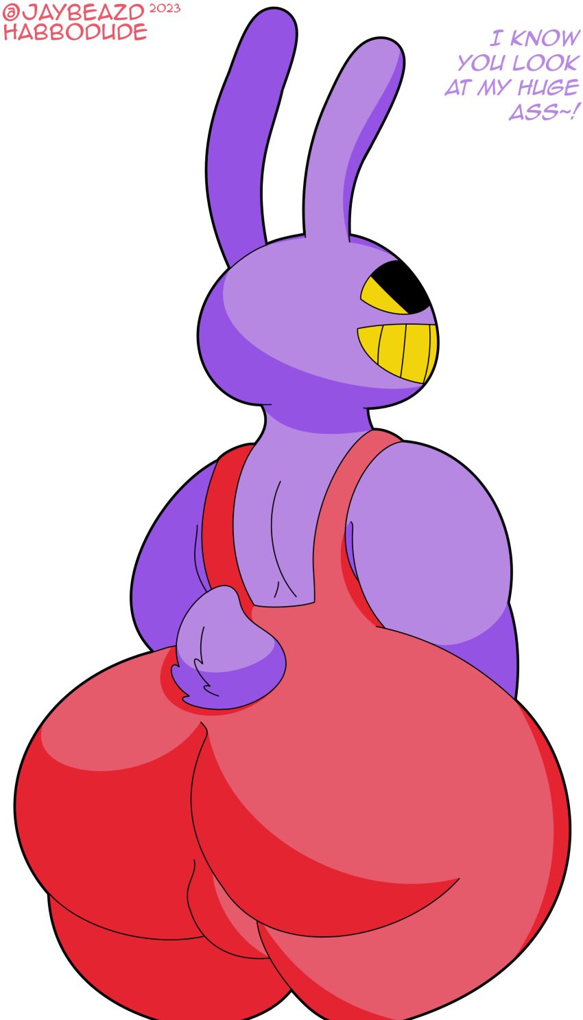 1boy 2023 ass big_ass big_butt bottomless bunny_ears dialogue english_text fat_ass fat_butt furry glitch_productions habbodude hi_res huge_ass huge_butt hyper_ass hyper_butt jax jax_(the_amazing_digital_circus) looking_back male male_only purple_skin rabbit simple_background solo tail the_amazing_digital_circus thick_ass thick_butt thick_thighs white_background wide_hips yellow_eyes yiff