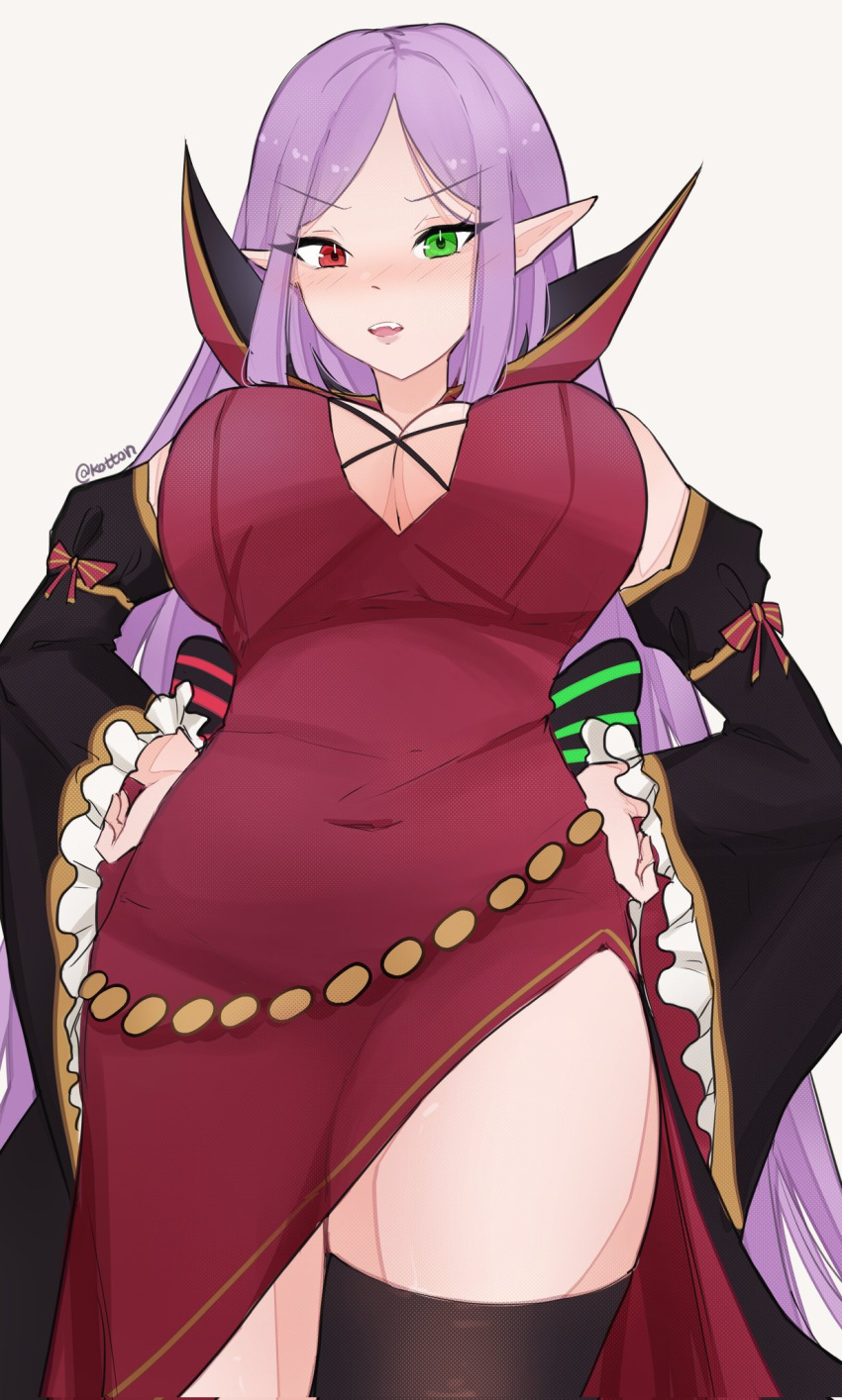 1girls alternate_costume bare_thighs breasts cleavage dress female female_only fire_emblem fire_emblem:_the_binding_blade green_eyes halloween halloween_costume heterochromia idunn_(fire_emblem) large_breasts looking_at_viewer looking_down nintendo pointy_ears purple_hair red_eyes serafineart1001 solo thick_thighs thighs