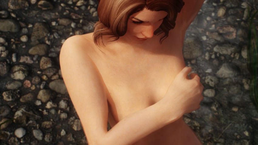 3d bijin covering_nipples in_water lips nonstickypants nord nude red_hair skyrim the_elder_scrolls ysolda