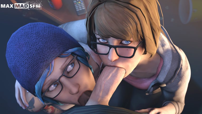 1boy 2girls 2girls1boy 3d :>= alternate_version_available ball_sucking beanie blowjob blue_eyes blue_hair brown_hair chloe_price clothed clothed_female clothed_sex collaborative_fellatio double_blowjob double_fellatio fellatio female glasses life_is_strange looking_at_partner looking_at_viewer male max_caulfield maxmadsfm multiple_girls pov pov_eye_contact source_filmmaker square_enix sucking_balls sucking_penis sucking_testicles tagme teamwork testicle_sucking testicles threesome