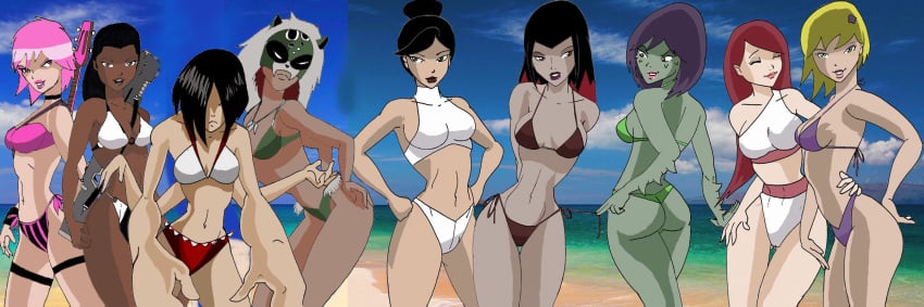 6+girls 9girls annie_(generator_rex) beach bikini breach breach_(generator_rex) breasts cartoon_network circe_(generator_rex) claire_bowman cleavage cricket_(generator_rex) dr._holiday female female_only five_(generator_rex) generator_rex harem human inspector97 kenwyn_jones multiple_boys multiple_girls pink_hair valentina_(generator_rex)