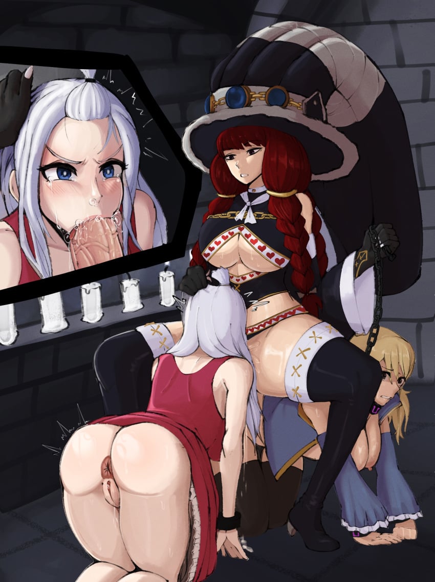 1futa 2girls all_fours big_breasts big_penis blonde_hair blowjob bondage bottomless braid breasts clothed clothing duo_focus erection fairy_tail fellatio female femsub forced_oral forniphilia futa_on_female futadom futanari hips huge_breasts huge_cock human human_furniture irene_belserion kneeling large_breasts large_penis leash leash_and_collar light-skinned_female light-skinned_futanari light_skin long_hair lucy_heartfilia mirajane_strauss mobi_mobi mostly_clothed multiple_girls multiple_subs nude oral oral_sex partially_clothed penis red_hair sex sitting sitting_on_person thick_thighs thighs white_hair wide_hips