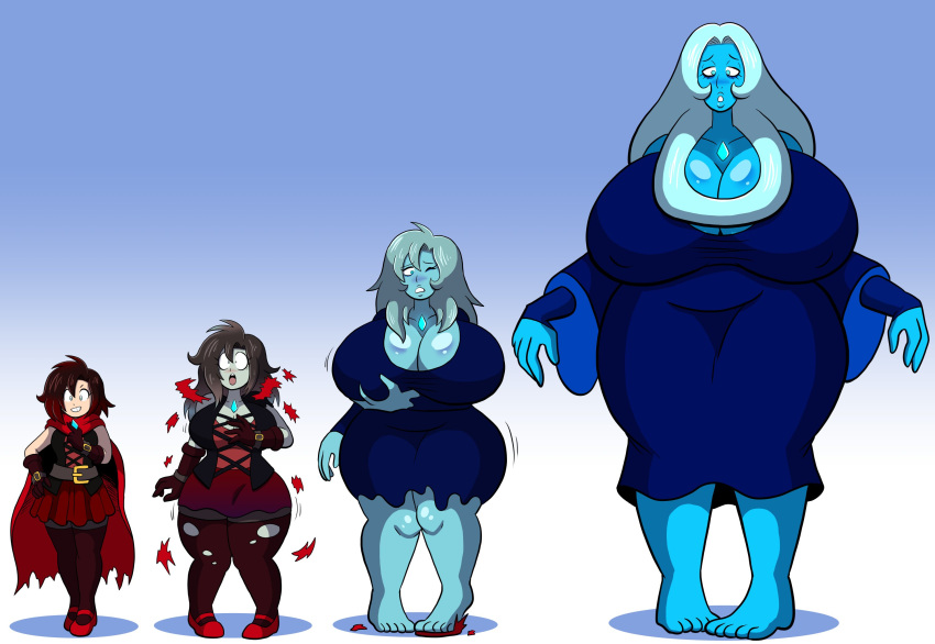 ass_expansion blue_diamond_(steven_universe) breast_expansion cartoon_network crossover diamond_authority eye_color_change female gem_(species) growth growth_sequence hair_color_change hair_growth huge_ass huge_breasts lip_expansion plump prinnydood ruby_rose rwby skin_color_change steven_universe thick_thighs thigh_expansion transformation transformation_sequence wide_hips