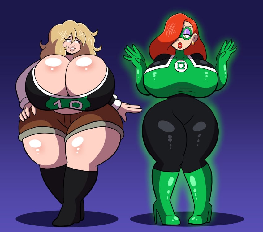 2girls ben_10 ben_tennyson bleach bodysuit dc female female_ben genderswap_(mtf) green_lantern green_lantern_(series) high_heels huge_ass huge_breasts jessica_rabbit matsumoto_rangiku multiple_girls prinnydood rule_63 tagme thick_thighs who_framed_roger_rabbit wide_hips