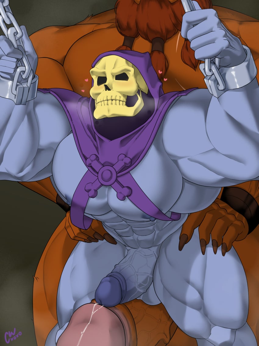 balls bara beast-man blue_body blue_skin boner chained_wrists chains cwaffle erection gay hood imminent_anal imminent_sex male male_only masters_of_the_universe muscles muscular nude pantsless penis penis_size_difference size_difference skeletor skull skull_head