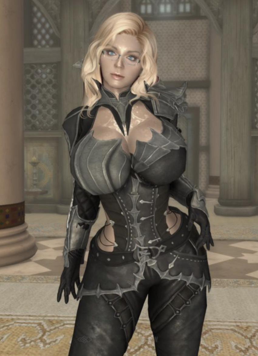 1girls 3d big_ass big_breasts bimbo blonde_hair blue_eyes cosplay dommy_mommy elf_orc_lunaire female female_focus female_only glasses huge_ass huge_breasts large_ass large_breasts rebecca_(original_character) seductive skyrim tagme the_elder_scrolls