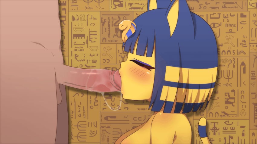 16:9 1boy 1girls 2023 animal_crossing animated ankha ankha_(animal_crossing) ankha_ride_(minus8) anthro balls bangs big_breasts big_penis blowjob blue_and_yellow blue_and_yellow_hair blue_hair blue_tail blush breasts closed_eyes dark_penis dark_skin duo fellatio gif kamuo large_penis light-skinned_male nintendo nude penis penis_in_mouth sex tail yellow_hair yellow_skin yellow_tail