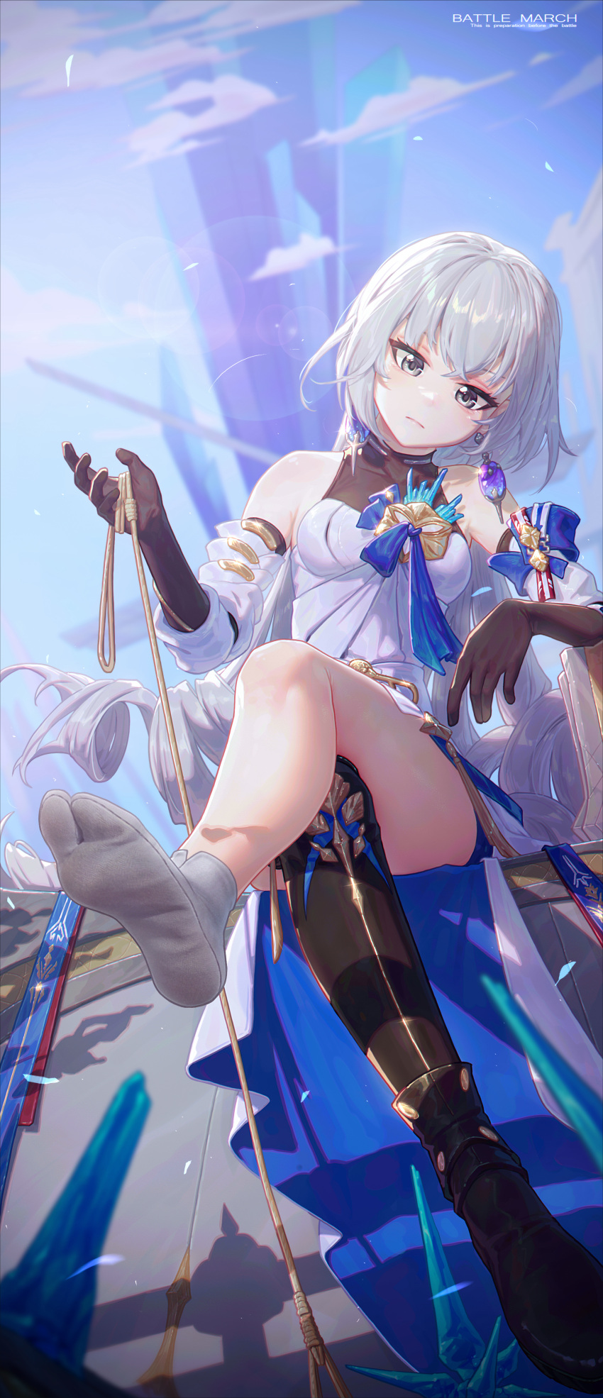 1girls 2d 2d_(artwork) alternate_version_available bronya_rand clothed clothing crossed_legs digital_media_(artwork) feet female female_only foot_fetish footwear hi_res highres honkai:_star_rail honkai_(series) icecake long_hair looking_at_viewer sitting socks soles soles_of_feet_in_socks solo solo_female tabi tabi_socks thick_thighs thighs